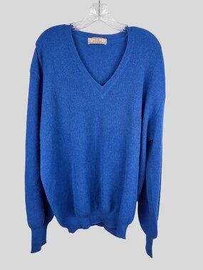 VTG Lemmermayer Austria Alpaca Knit Sweater Mens 2XL Maus & Hoffman Blue V-Neck